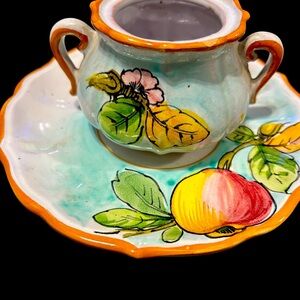Hand-Painted Floral Ceramic Teacup and Saucer Set